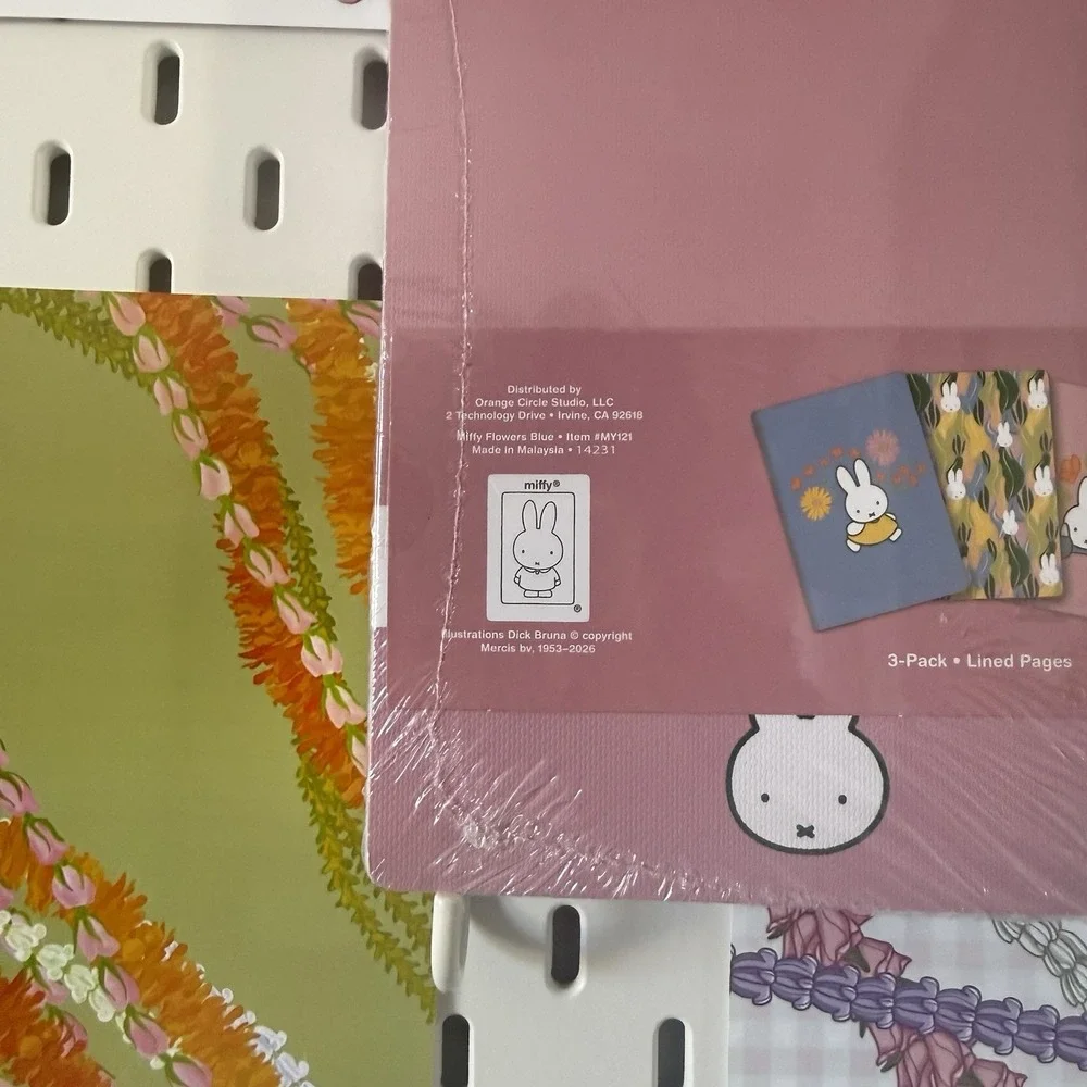 NEW Miffy Pink Green Floral Notebooks Trio 3 Pack Journals 80 Lined Pages Each